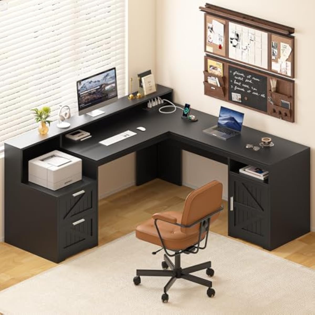 Commercial Printer - مكتب عصري على شكل حرف L